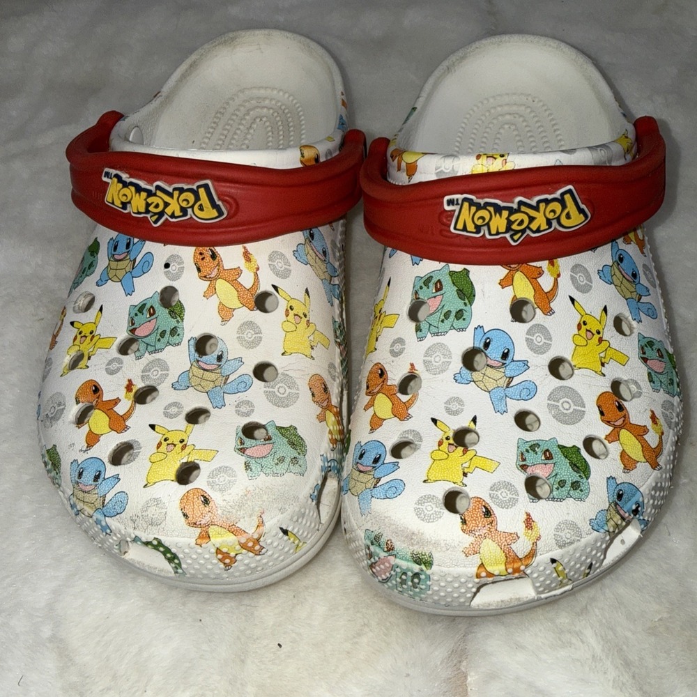 Kids Limited Edition Crocs Classic Pokémon White/Multicolor Clogs Size J 4